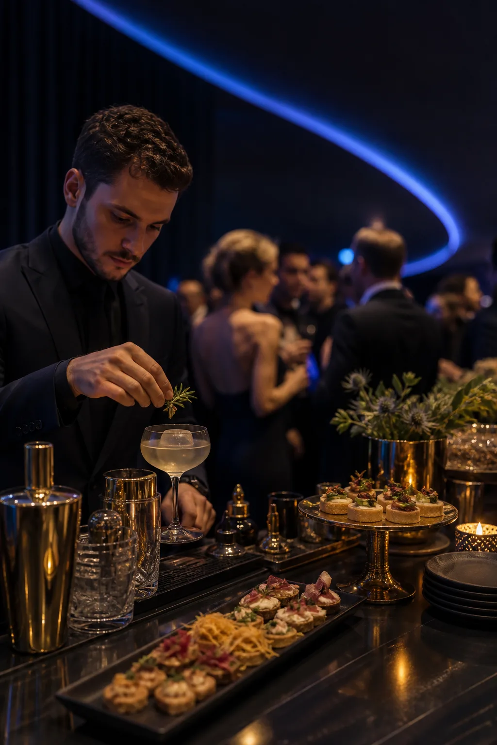 Serviço de bar e catering num evento