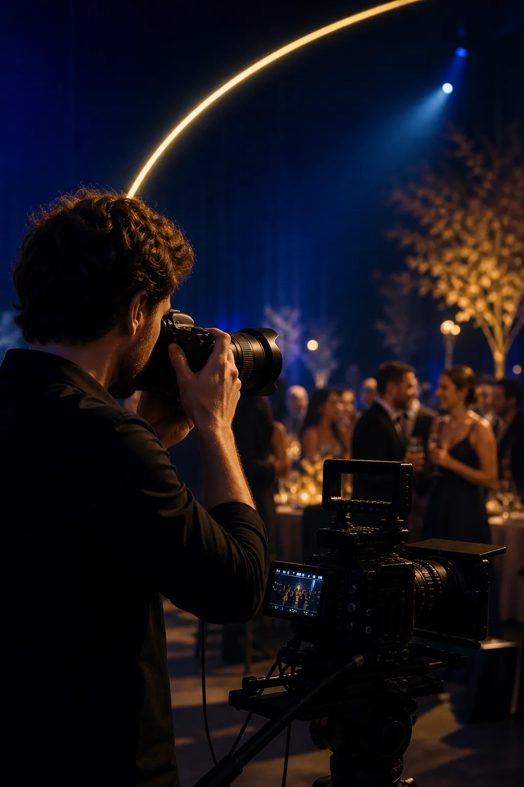 Fotógrafo e câmara a captar um evento